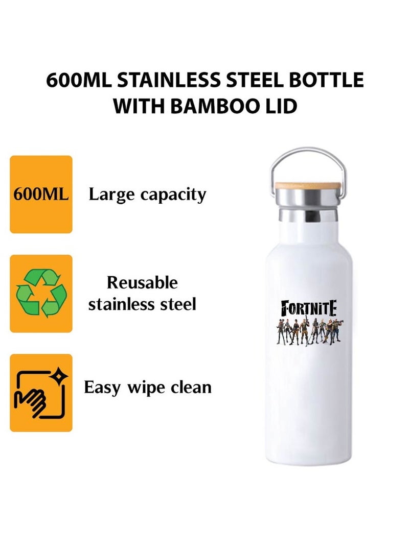 Generic Stainless Steel Online Gaming Water Flask Bottle With Bamboo Cap And Gaming Design-Flask Bottle 600ml-Eco-Friendly Hydration For Gamers-Ideal Gift For Young Gamers - Image 3