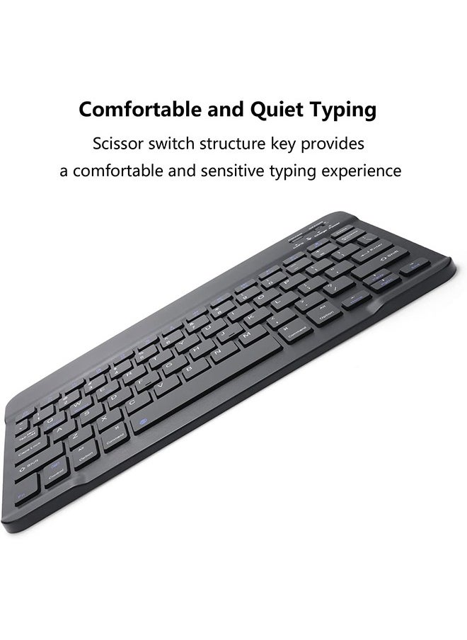 Generic - Rechargeable Bluetooth Keyboard and Mouse Combo Ultra-Slim Portable Compact Wireless Mouse Keyboard Set for Android Windows Tablet Cell Phone iPhone iPad Pro Air Mini, iPad OS/iOS 13 and above (Black) - Image 1