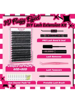 Lash Extension Kit Lash Clusters Kit 3D Soft Individual Lashes With Lash Bond And Seal Lash Tweezers Eyelash Remover Diy Eyelash Extension(60D+80D,D-10-18Mix Kit) - pzsku/Z9EDCEC63FEADABB362C5Z/45/_/1734437849/f2639064-e4da-4482-be68-c5b689596490