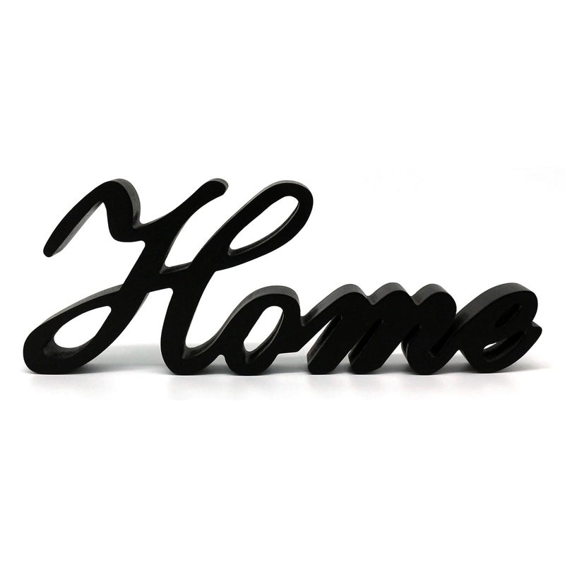 TPGP CVHOMEDECO. Black Matt Wooden 'Home' Sign - Free Standing Decoration for Desk, Table, or Wall - Image 1