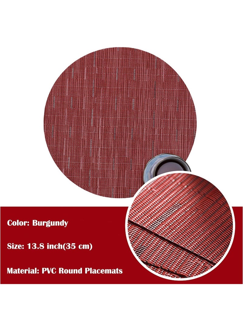 Anna 4-Pack 35cm Round PVC Bamboo Pattern Weave Heat-Resistant Non-Slip Placemats - Waterproof and Stain-Resistant for Home and Outdoor Dining - Image 3