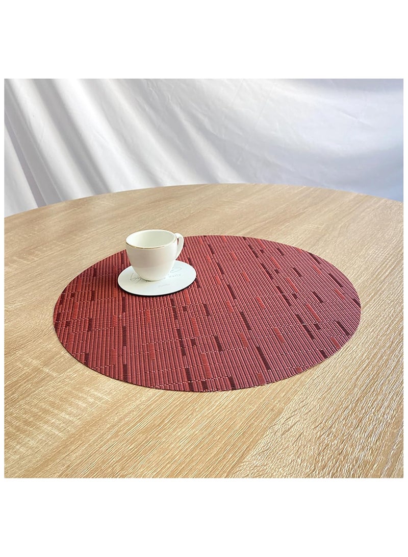 Anna 4-Pack 35cm Round PVC Bamboo Pattern Weave Heat-Resistant Non-Slip Placemats - Waterproof and Stain-Resistant for Home and Outdoor Dining - Image 4
