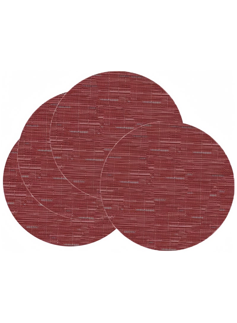 Anna 4-Pack 35cm Round PVC Bamboo Pattern Weave Heat-Resistant Non-Slip Placemats - Waterproof and Stain-Resistant for Home and Outdoor Dining - Image 1