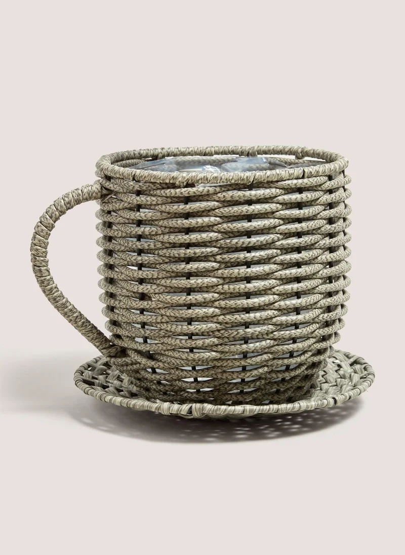 Matalan Grey Plastic Woven Planter