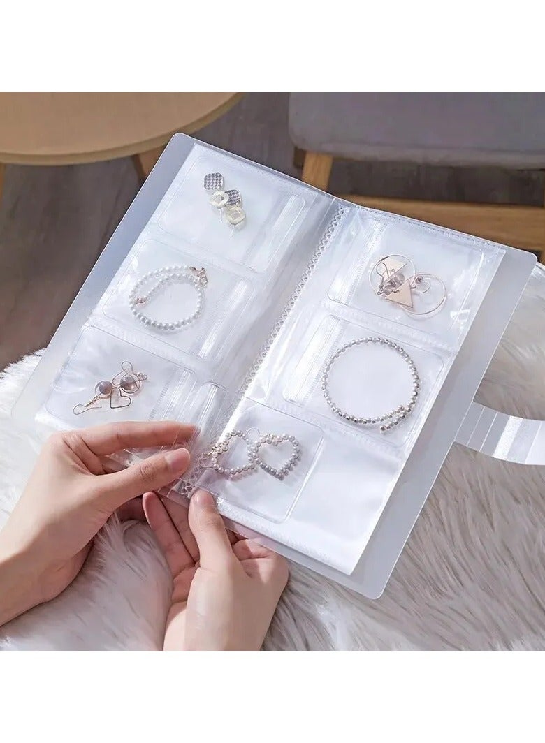 2 Pieces Of A Photo Album Book To Store Your Jewelry Brooches Necklaces Bracelets And Rings It Is Transparent Is Inside Is Resistant To Dust Suitable For Travel Daily Use and At Parties