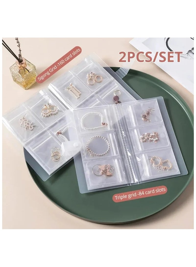 2 Pieces Of A Photo Album Book To Store Your Jewelry Brooches Necklaces Bracelets And Rings It Is Transparent Is Inside Is Resistant To Dust Suitable For Travel Daily Use and At Parties