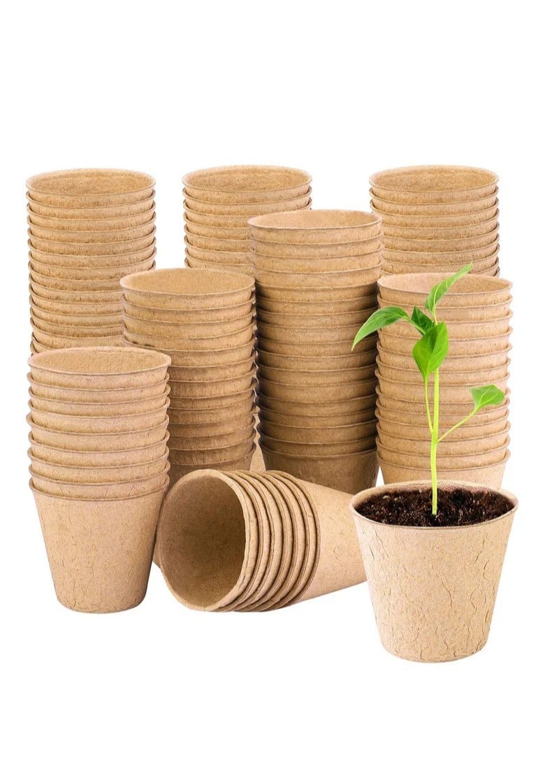 MIXDE Peat Pots Seed Starter Eco-Friendly Enhance Aeration with Plant Tags for Home Plant Starters Biodegradable Seedling Peat Pots for Plants Seed Starter, Indoor Planting Cups for Seedlings - Image 1