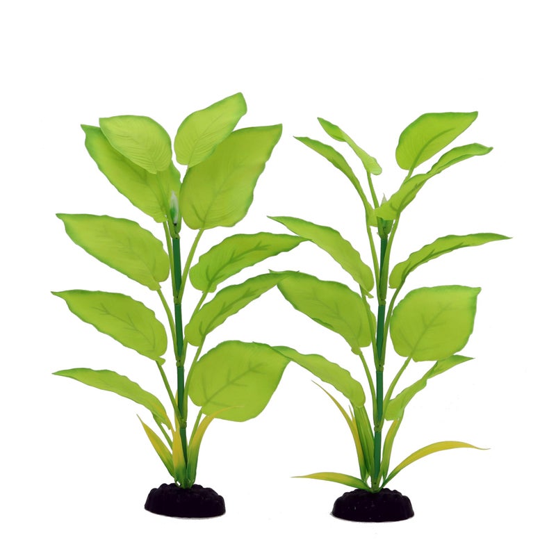 DVHEY 2-Pack 12 Inch Aquarium Silk Aquarium Plants, Artificial Plastic Plant for Small Tank, Goldfish, Fish Hides (Light Green, 12 Inch) - Image 1