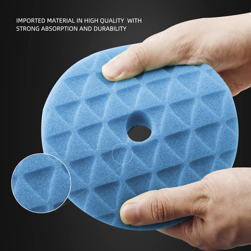 SPTA Polishing Pads, 5Pc 6 Inch 150mm Orbital Buffer Polisher Pads and 1Pc Microfiber Buffing Pads, Foam Polish Pad for Compounding, Polishing and Waxing, for 6''/150mm Backing Plate Car Polisher -TPPMIX - Image 4