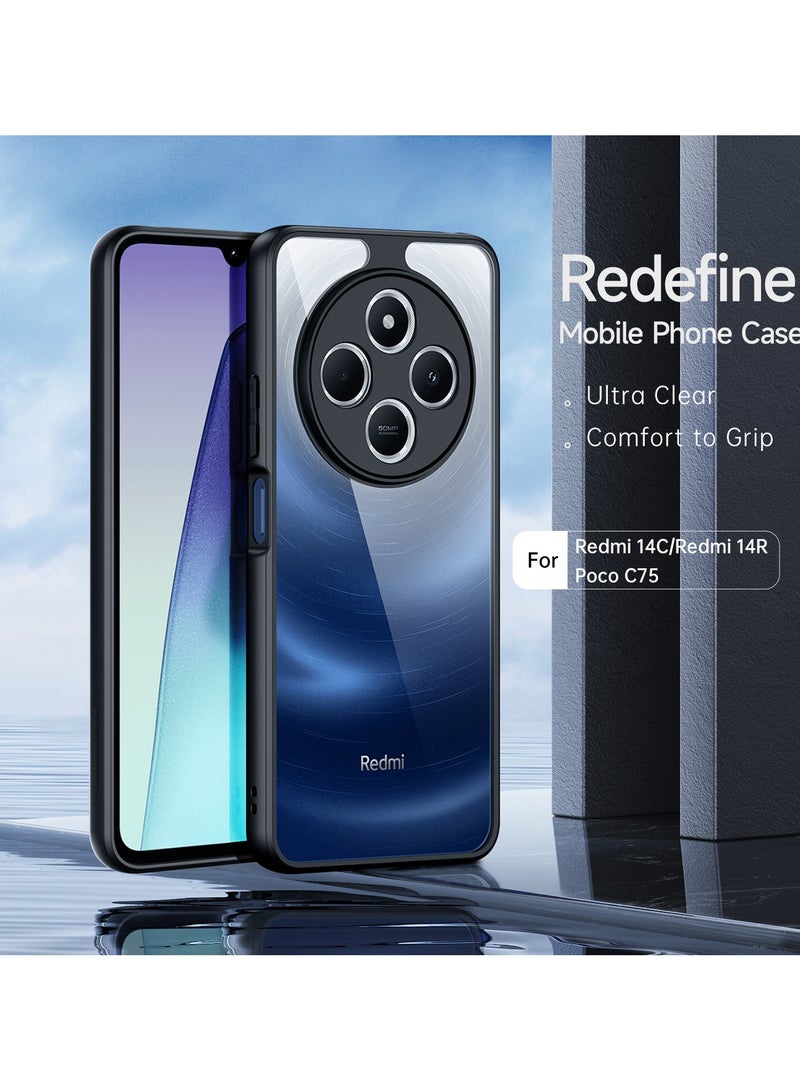 دوكس دوتشيز جراب ايمو دوكس دوكيس شفاف مضاد للاصفرار [غطاء خلفي صلب من البولي كربونات ومن السيلكون ] جراب واقٍ مقاوم للصدمات متوافق مع Redmi 14C /Redmi 14R/ Poco C75 4G (أسود) - Image 2