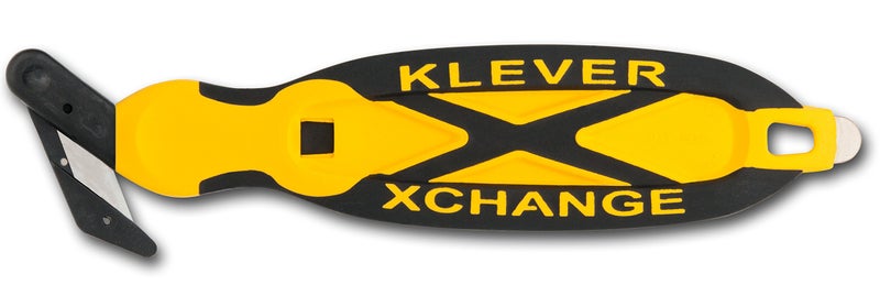 Klever XChange Box Cutter Safety Cutter Utility Knife Safety Knife Replaceable Head Perfect For Cutting Double Wall Cardboard or Other Thick Material Yellow