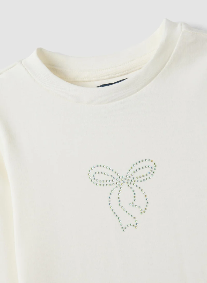 Ovs  OVS White Stretch Organic Cotton Printed T-Shirt For Girls for Women | Best Price UAE