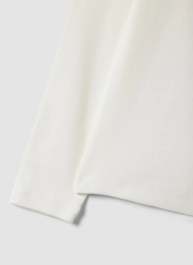 Ovs  OVS White Stretch Organic Cotton Printed T-Shirt For Girls for Women | Best Price UAE