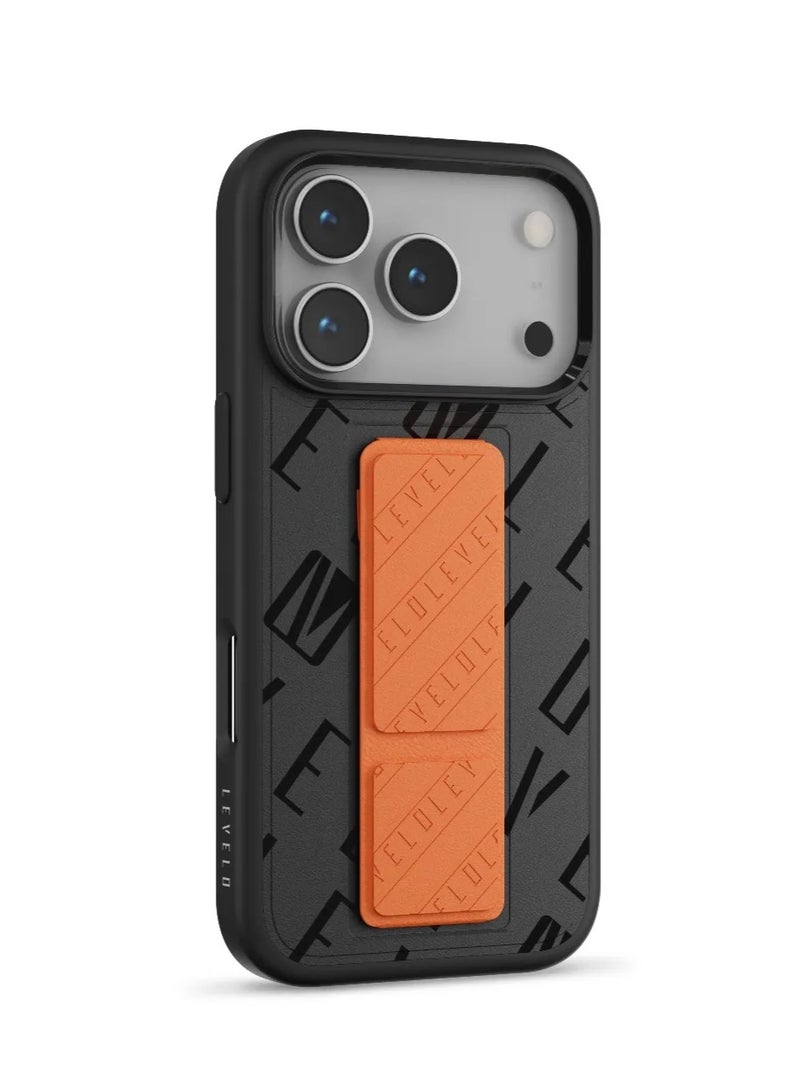 ليفيلو جراب ماج سيف لهاتف iPhone 17 Pro Max من جلد البولي يوريثان Morphix مع حزام أنيق لتثبيت متين / حامل مغناطيسي / مصد مقاوم للصدمات / غطاء خلفي أنيق من الجلد الصناعي - Onyx Flame - Image 1