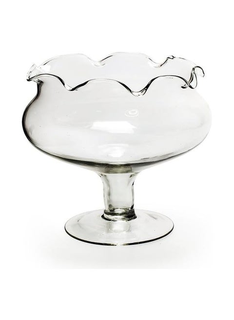 Glass vase Footed Decorative Bowl with Ruffled Rim, 30 cm