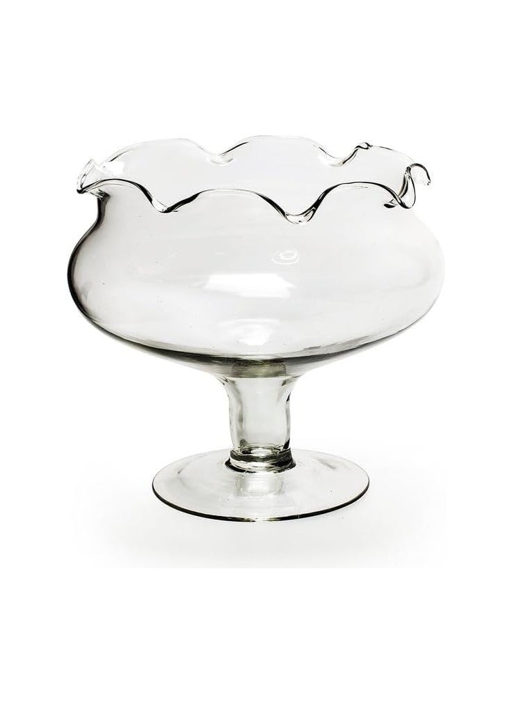 Generic Glass vase Footed Decorative Bowl with Ruffled Rim, 30 cm  - Image 2