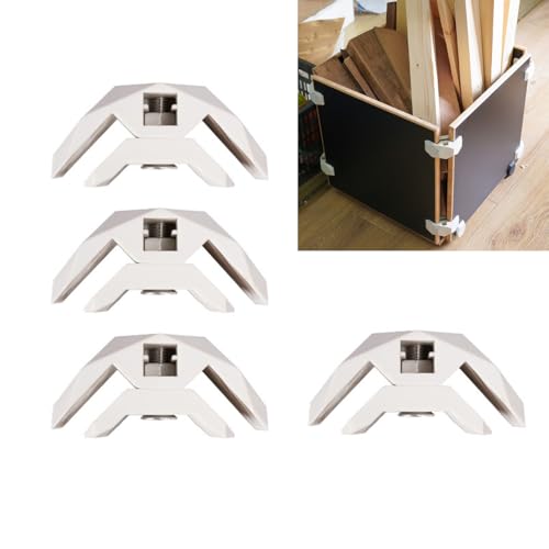 Serplex® 4Pcs Furniture Frame Joints with Removable Support Retainers - 90-Degree Nylon Furniture Connector Brackets and Quick-Release Brackets Compatible with Wooden Cabinet Shelf Box Panel Assembly - Image 1