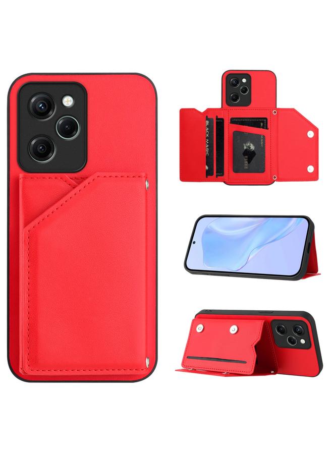 S-TOP Case For Redmi Note 12 Pro Speed Skin Feel Four Card Slots Phone Case with Wrist Strap - Image 1