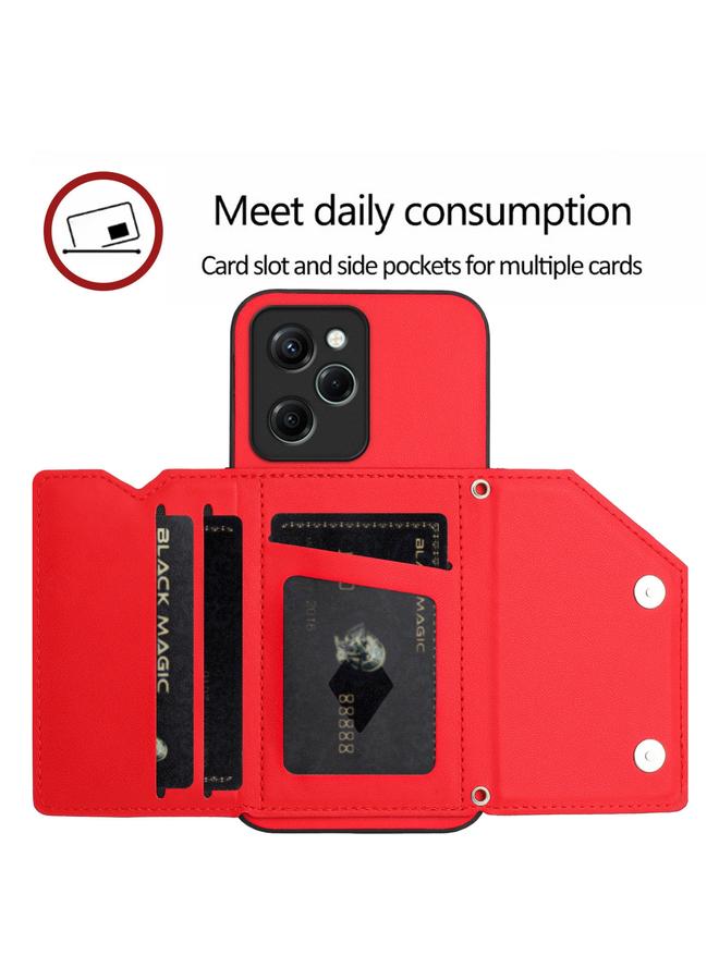 S-TOP Case For Redmi Note 12 Pro Speed Skin Feel Four Card Slots Phone Case with Wrist Strap - Image 5