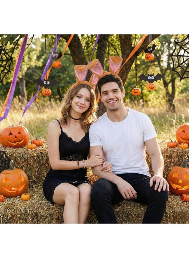 Cute Plush Bunny Ears Headband, Brown Rabbit Ears Hairband Easter Halloween Cosplay Party Costume Accessories - Image 5