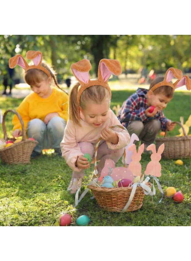 Cute Plush Bunny Ears Headband, Brown Rabbit Ears Hairband Easter Halloween Cosplay Party Costume Accessories - Image 4