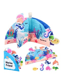 Y&D Cross-border Ringing Paper Tearing Books Can Bite Enlightenment Infant Cloth Books Early Education 0-1 Years Old Baby 3-6 Months Educational Toys-Marine Animals  - Image 1