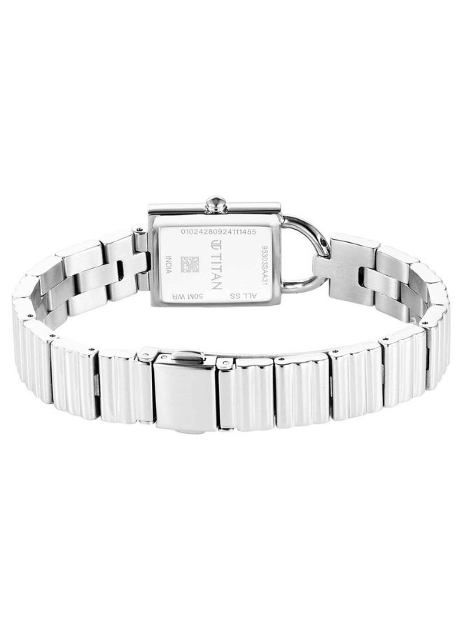 TITAN ساعة مترو للنساء 95303SM01 - قرص أزرق، حزام من الفولاذ المقاوم للصدأ الفضي، كوارتز، ساعة أنيقة وجاهزة كهدية - Image 5