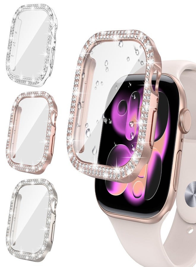 Tensea [3pcs for Apple Watch Screen Protector Case Series 11/10 42mm Accessories, iWatch Hard PC Diamond Bumper Case Built-in Tempered Glass Film, Protective Bling Face Cover for Women, 42 mm - Image 1