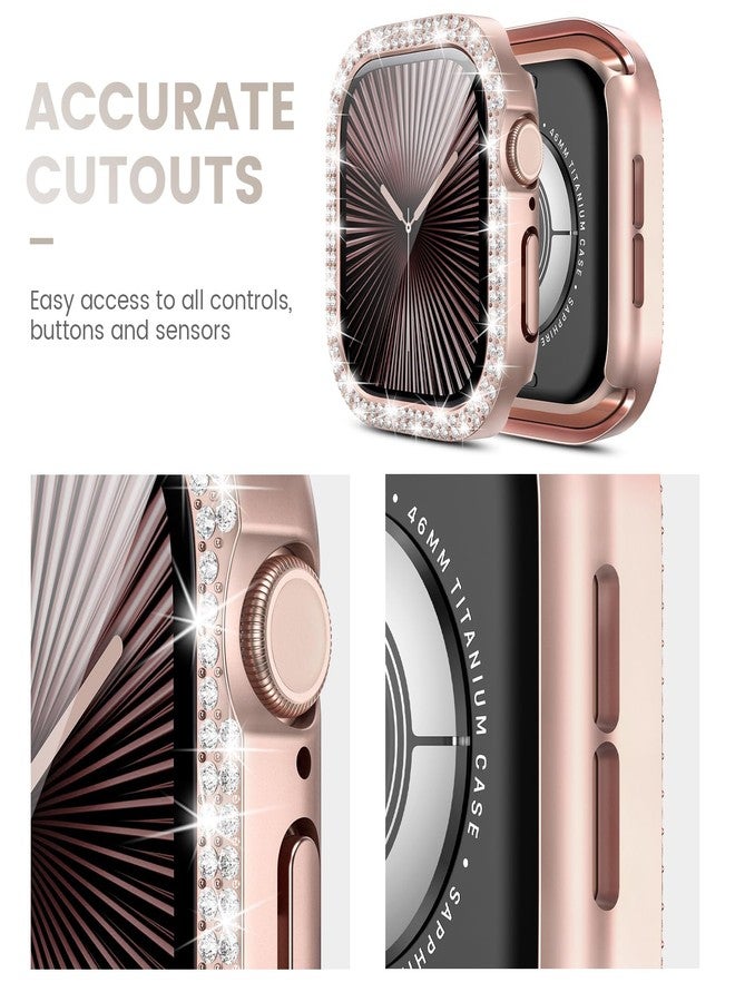 Tensea [3pcs for Apple Watch Screen Protector Case Series 11/10 42mm Accessories, iWatch Hard PC Diamond Bumper Case Built-in Tempered Glass Film, Protective Bling Face Cover for Women, 42 mm - Image 4