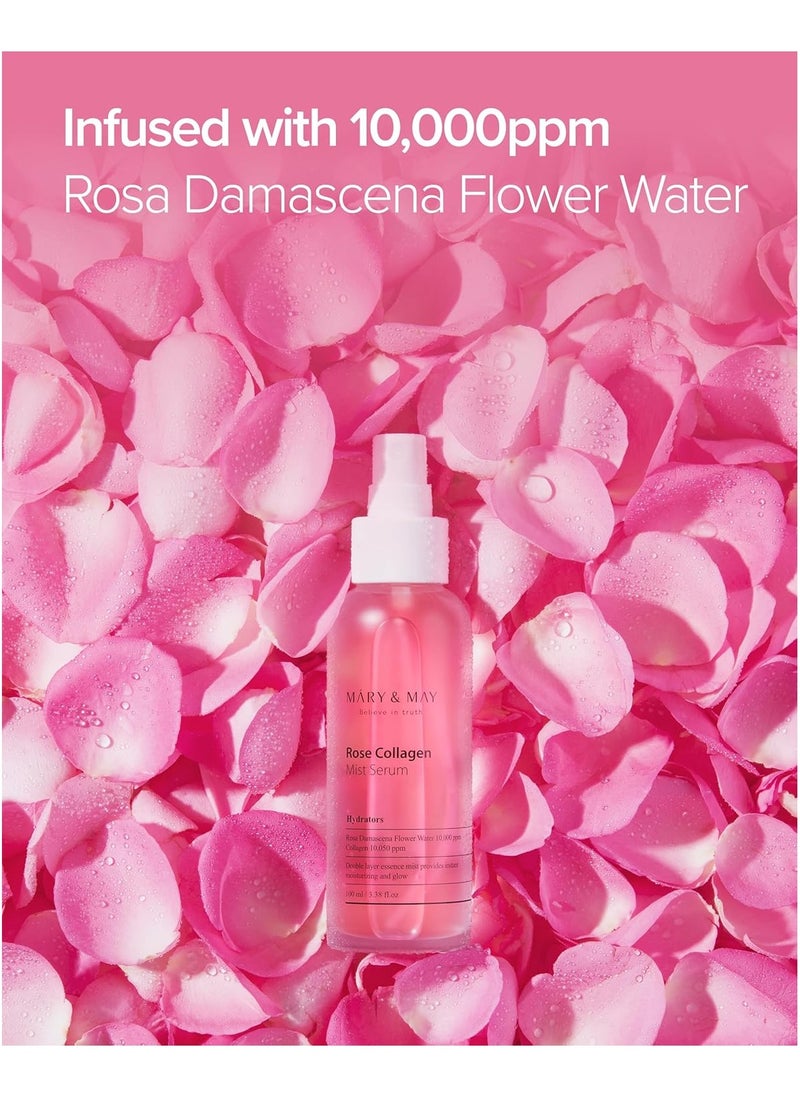 MARY & MAY Mary&May Rose Collagen Mist Serum 3.38 Fl Oz / 100ml | Rose Collagen, Double Moisturizing layering, Instant Glow  - Image 4