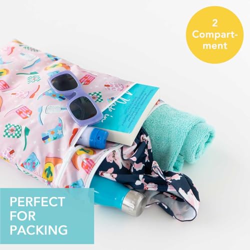 Bumkins Waterproof Wet Dry Bag for Baby, Travel, Swim Suit, Cloth Diaper, Pump Parts, Pool, Beach, Gym Clothes, Toiletry, Hook to Stroller, Daycare, Zipper Reusable Wetdry Packing Pouch, Cowgirl Boots - Image 2