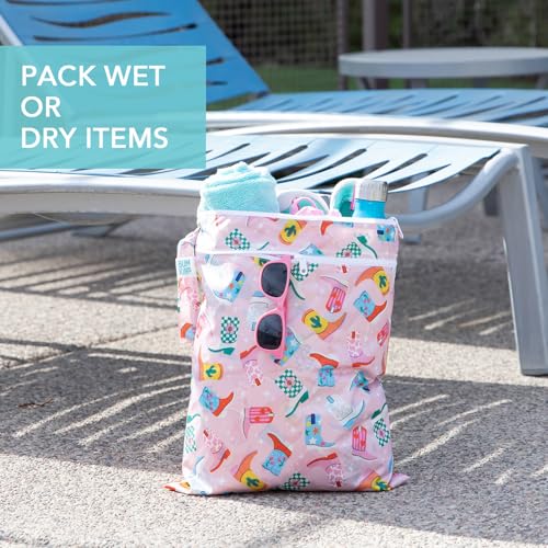 Bumkins Waterproof Wet Dry Bag for Baby, Travel, Swim Suit, Cloth Diaper, Pump Parts, Pool, Beach, Gym Clothes, Toiletry, Hook to Stroller, Daycare, Zipper Reusable Wetdry Packing Pouch, Cowgirl Boots - Image 3