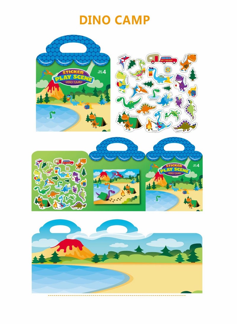 SYOSI 2pcs Reusable Sticker Books for Kids Children Scene Stickers DIY Hand on Puzzle Cartoon Animal Learning Cognition Toys Gift Dino Camp Under the Sea - Image 2