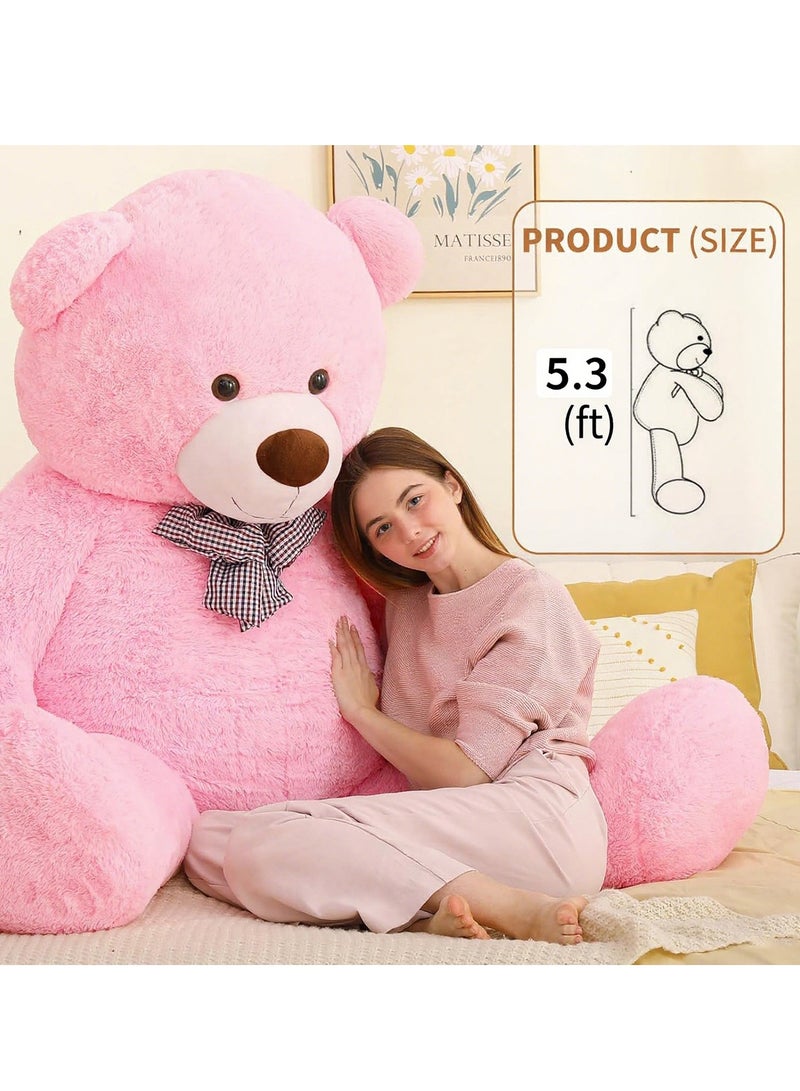 YelaJoy Giant Teddy Bear 5.3 Feet, Cuddly Big Teddy Bear Stuffed Animal 63", Pink Teddy Bear Plush Gift Decoration for Baby Shower,Party, Birthday etc (Pink) - Image 4