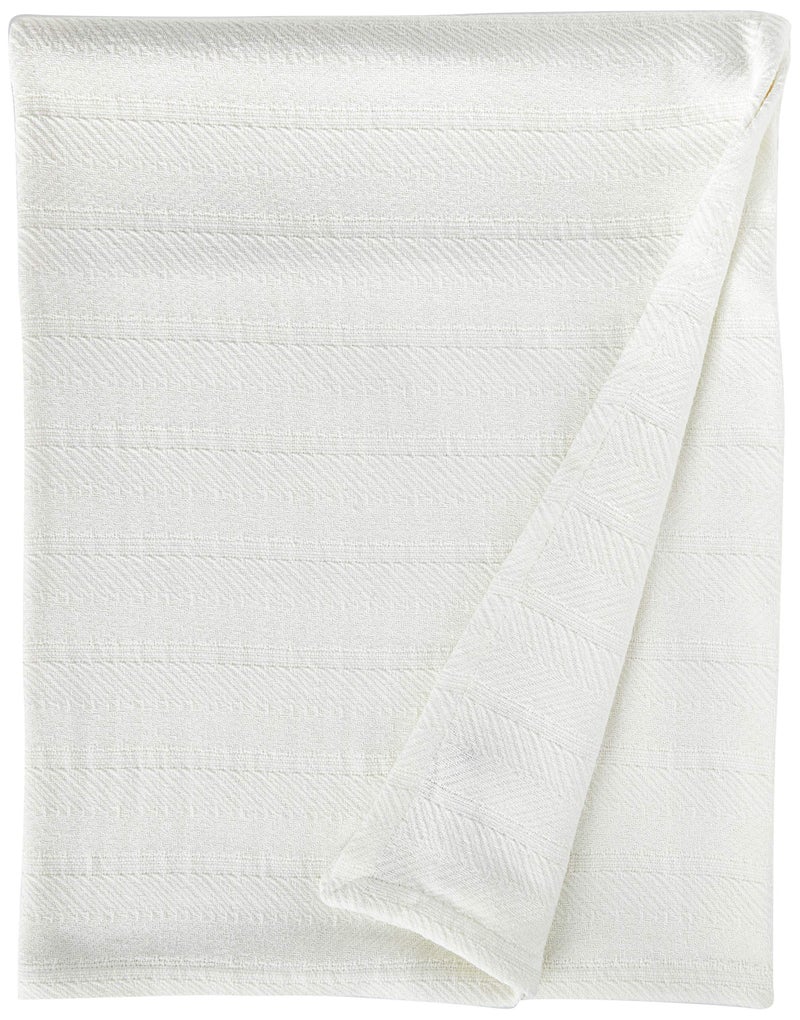 Eddie Bauer Eddie Bauer  Queen Blanket Lightweight Cotton Bedding Home Decor for All Seasons Herringbone OffWhite Queen 
