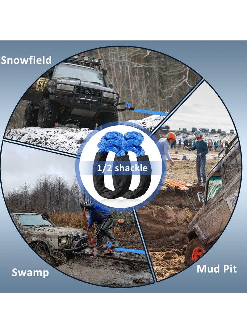 عام حبل تكبل ناعم اصطناعي ، 1 / 2 "× 22" (كسر القوة 38000 رطل) ، حبل إنقاذ تكبل ناعم للبحرية ، SUV ، ATV ، شاحنة دفع رباعي ، جيب ، للإنقاذ ، التسلق ، والقطر (أزرق ، عبوتين) - Image 2