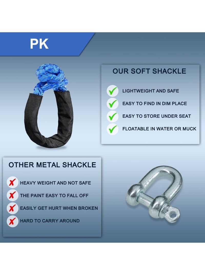 عام حبل تكبل ناعم اصطناعي ، 1 / 2 "× 22" (كسر القوة 38000 رطل) ، حبل إنقاذ تكبل ناعم للبحرية ، SUV ، ATV ، شاحنة دفع رباعي ، جيب ، للإنقاذ ، التسلق ، والقطر (أزرق ، عبوتين) - Image 4