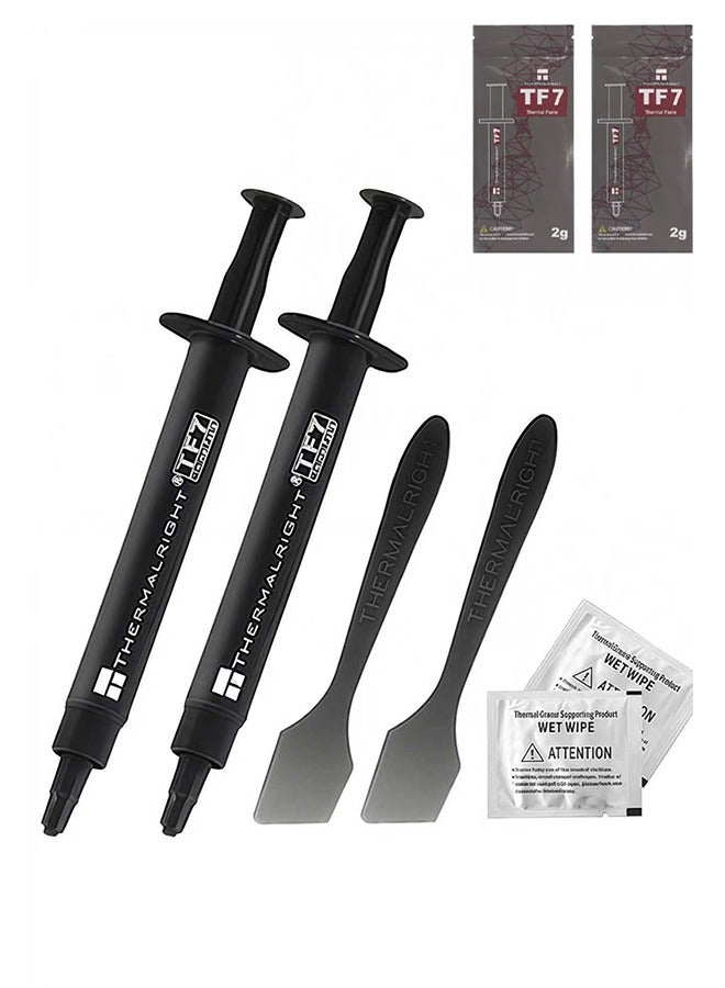 ثيرمالرايت 2 حزمة TF7 مادة حرارية لوحدة المعالجة المركزية الفضية (2g*2)، مادة مركبة حرارية عالية الأداء، مادة مغسولة للحرارة، شحم حراري منخفض المقاومة للحرارة لوحدة المعالجة المركزية/PS4/PS5/PC/GPU المبردات - Image 1