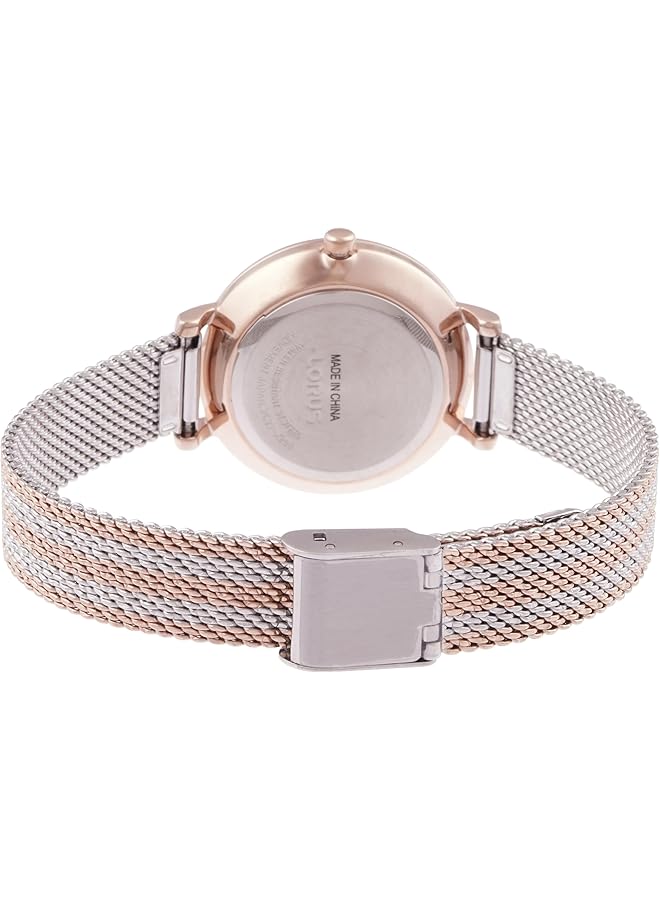 لوراس ساعة كوارتز تناظرية من الفولاذ المقاوم للصدأ بمينا أبيض من أشعة الشمس للنساء RG216TX9 - Image 2