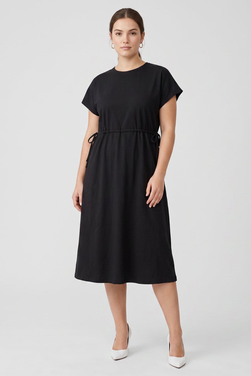 Threadbare Women Solid Sleeveless Midi Dress, Black - Image 1