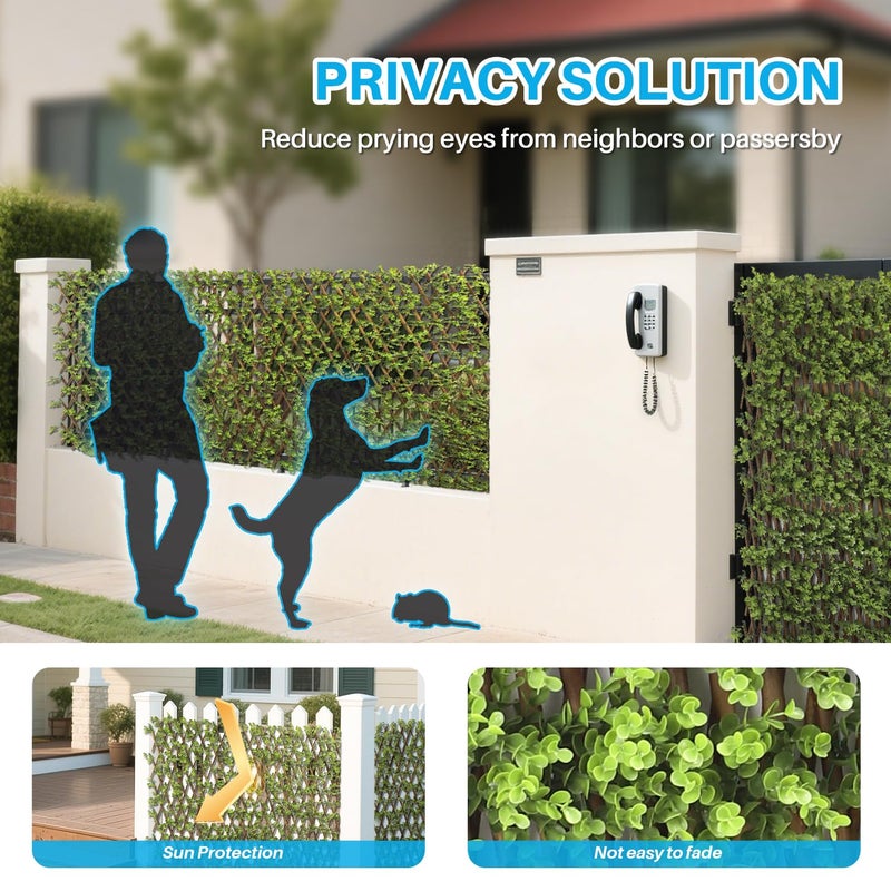 Patio Paradise 1PC Artificial Ivy Expandable Privacy Fence Screen Faux Greenery Wall Green Vines Leaf Hedge Outdoor Lattice Panels Covering for Apartment Balcony Deck Porch Backyard, Single-Side - Image 3