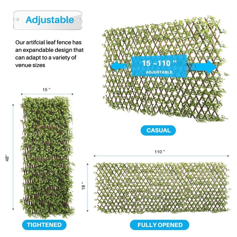 Patio Paradise 1PC Artificial Ivy Expandable Privacy Fence Screen Faux Greenery Wall Green Vines Leaf Hedge Outdoor Lattice Panels Covering for Apartment Balcony Deck Porch Backyard, Single-Side - Image 5