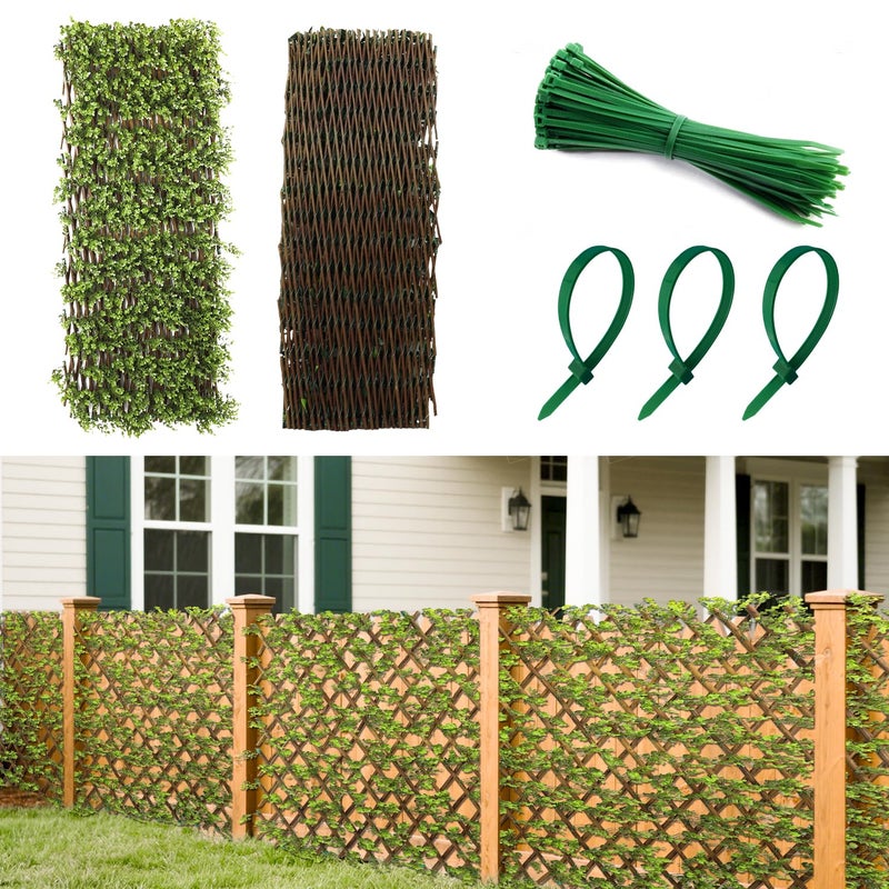 Patio Paradise 1PC Artificial Ivy Expandable Privacy Fence Screen Faux Greenery Wall Green Vines Leaf Hedge Outdoor Lattice Panels Covering for Apartment Balcony Deck Porch Backyard, Single-Side - Image 2