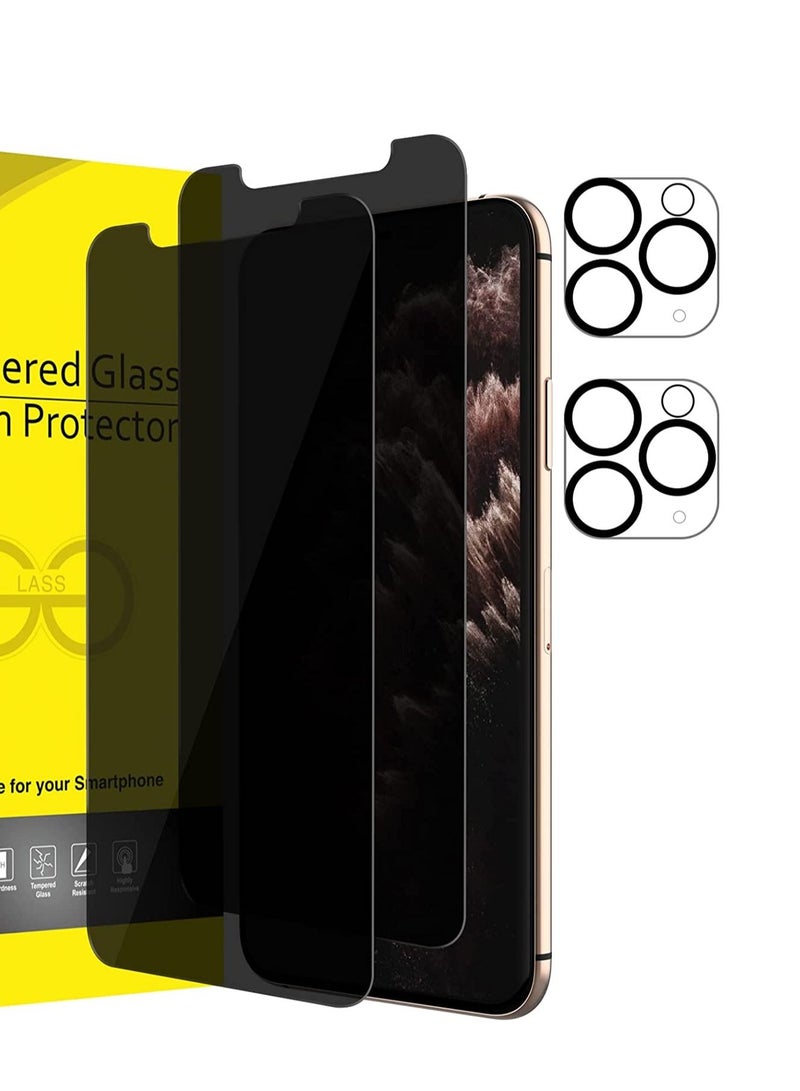 (2 Pack) for iPhone 13 Pro Max Privacy Tempered Glass Screen Protector Anti-Scratch with Back Camera glass Alignment Frame Bubble Free Scratch Resistant - Image 1
