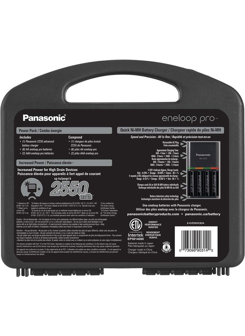 eneloop Panasonic KKJ55KHC82A eneloop pro High Capacity Rechargeable Batteries Power Pack 8AA 2AAA 4 Hour Quick Battery Charger and Plastic Storage Case  - Image 2