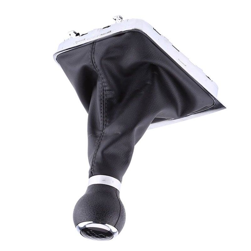 6 Speed Gear Shift Knob Gaiter Boot Full Kit with Durable Grip - Chrome Plated Edge Black High Quality Synthetic Leather Gearstick Knob Gaiter for Car Interior Replacement - Image 4