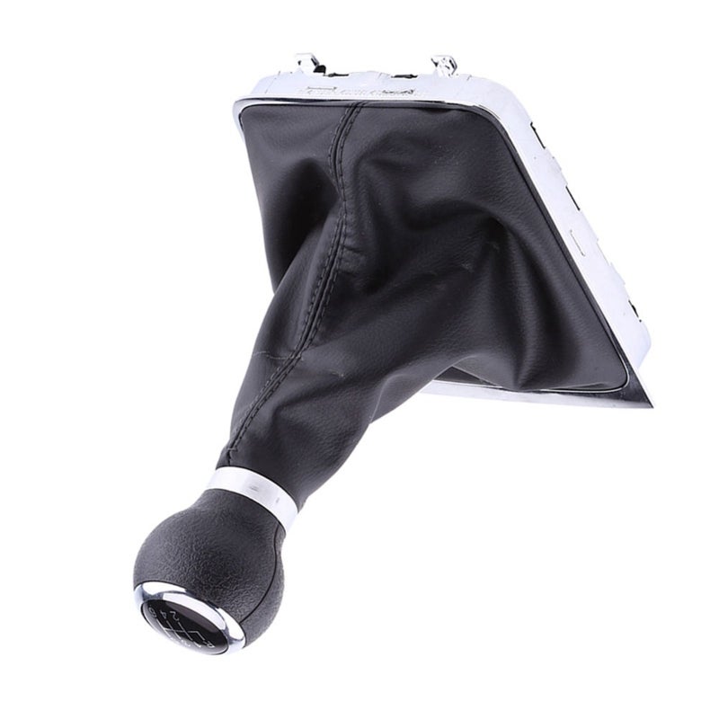 6 Speed Gear Shift Knob Gaiter Boot Full Kit with Durable Grip - Chrome Plated Edge Black High Quality Synthetic Leather Gearstick Knob Gaiter for Car Interior Replacement - Image 5