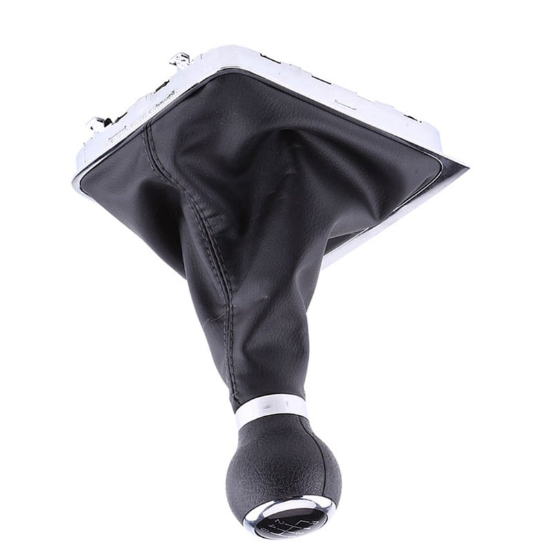 6 Speed Gear Shift Knob Gaiter Boot Full Kit with Durable Grip - Chrome Plated Edge Black High Quality Synthetic Leather Gearstick Knob Gaiter for Car Interior Replacement - Image 3
