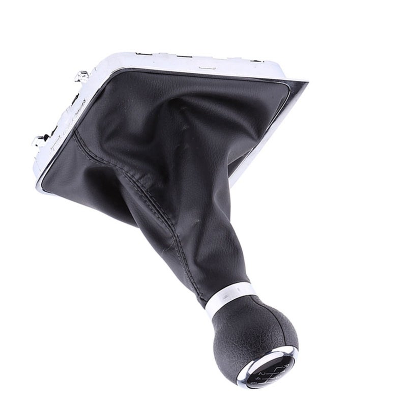 6 Speed Gear Shift Knob Gaiter Boot Full Kit with Durable Grip - Chrome Plated Edge Black High Quality Synthetic Leather Gearstick Knob Gaiter for Car Interior Replacement - Image 2
