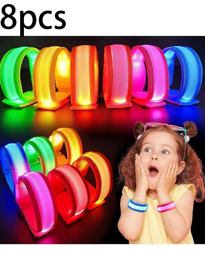 Ailily 8 PCS LED Light Up Bracelets for Kids Adults LED Glow Flashing Arm Wrist Bands Glow in The Dark Party Supplies for Night Events Safety Party Favors Concerts Rave Sports (Random Number of Each Color)  - Image 1